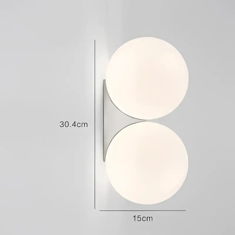 Modern minimalist wall lamp decorbites glass ball art with two frosted glass spheres on sleek metallic bracket for bedroom
