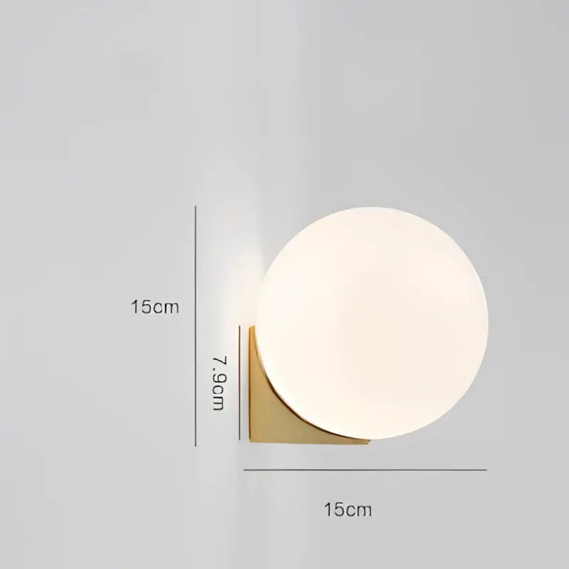 Modern minimalist wall lamp decorbites glass ball with frosted white glass shade and gold-toned bracket for bedroom use