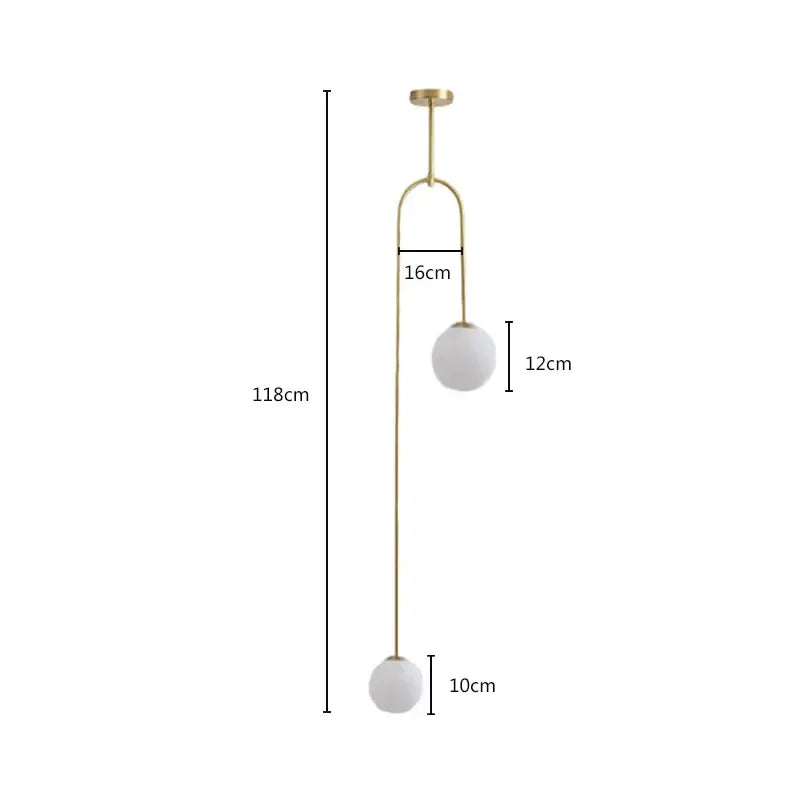 Gold-toned decorbites glass ball pendant lights with two frosted glass spheres for restaurant and bedroom lighting