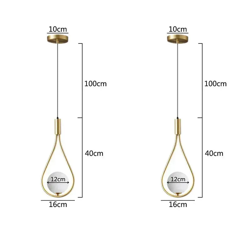 Gold-toned decorbites glass ball wall lamp featuring a teardrop brass pendant with a white spherical glass globe