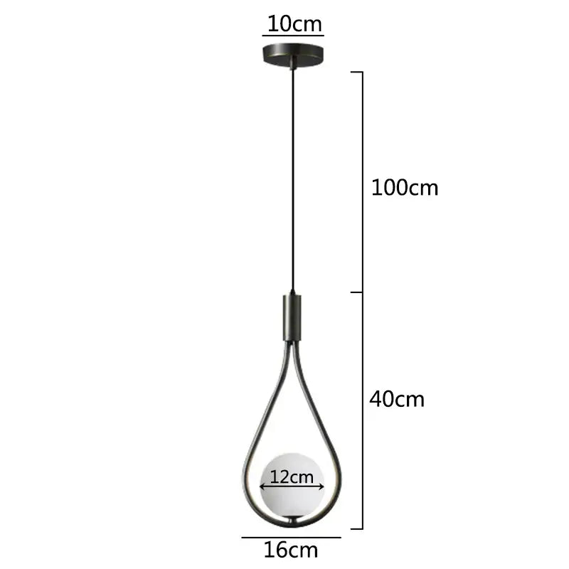 Modern black metal wall lamp with a sleek teardrop frame and frosted glass globe by decorbites glass ball brass