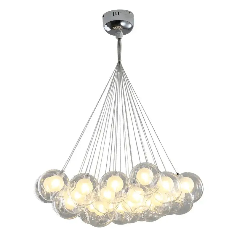 Modern chrome finished decorbites glass ball bubble chandelier with clear glass spheres for living room and dining table