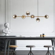 Modern brass bar pendant light with five spherical glass globes decorbites glass ball bubble led chandelier