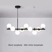 Black modern decorbites™ glass ball ceiling chandelier with milk white spherical glass shades for dining room