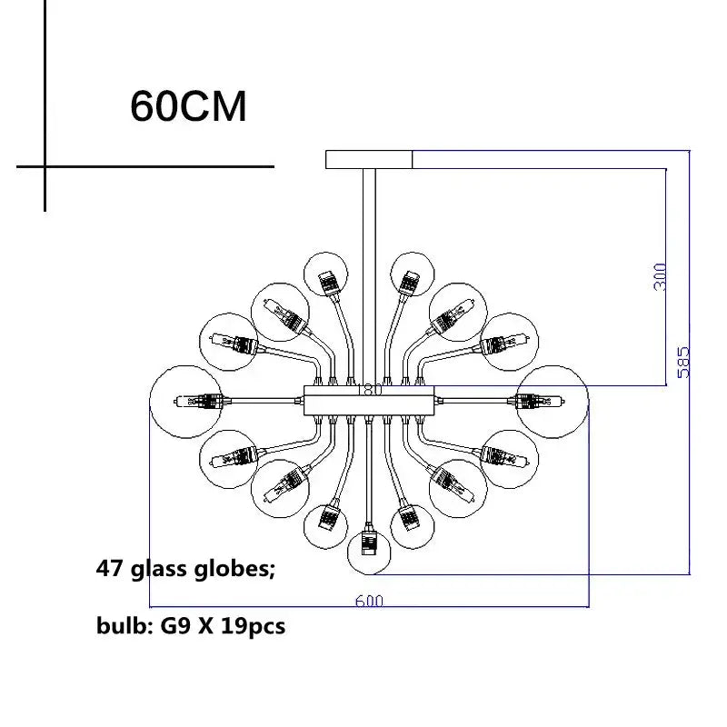 Decorbites glass ball ceiling chandelier with 47 clear glass globes and g9 bulbs for living room and bedroom