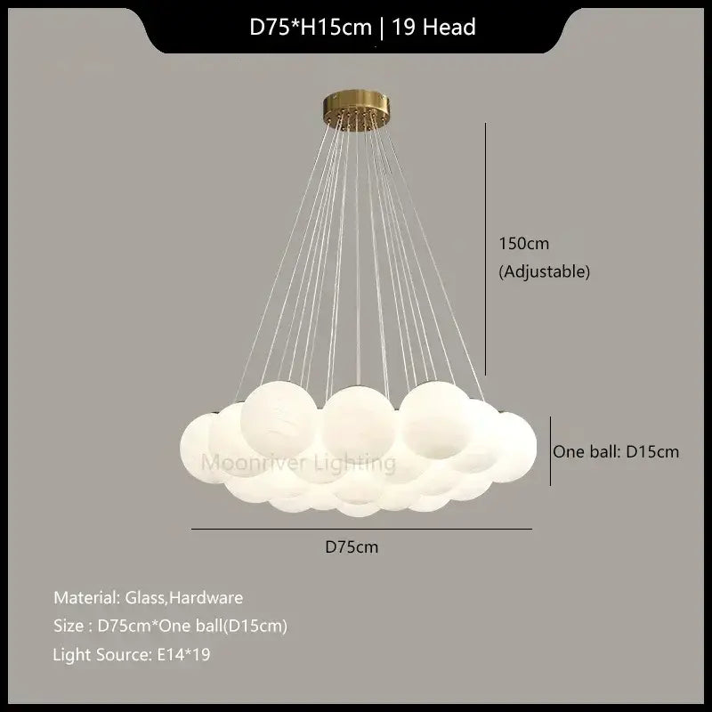 A modern decorbites glass ball pendant light with 19 frosted glass spheres and brass finish for home decor