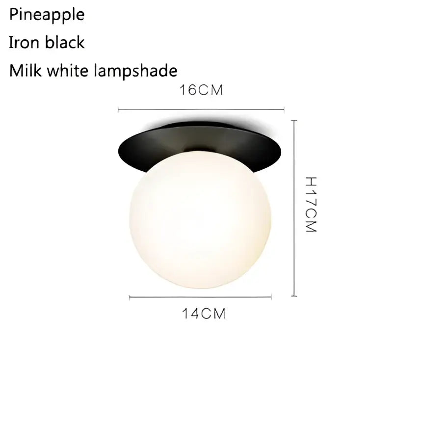 Iron black pineapple ceiling lamp with milk white glass ball ceiling lampshade by decorbites glass ball design