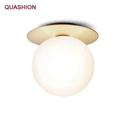Gold-toned decorbites glass ball ceiling lamp with frosted glass globe for nordic minimalist hallway lighting
