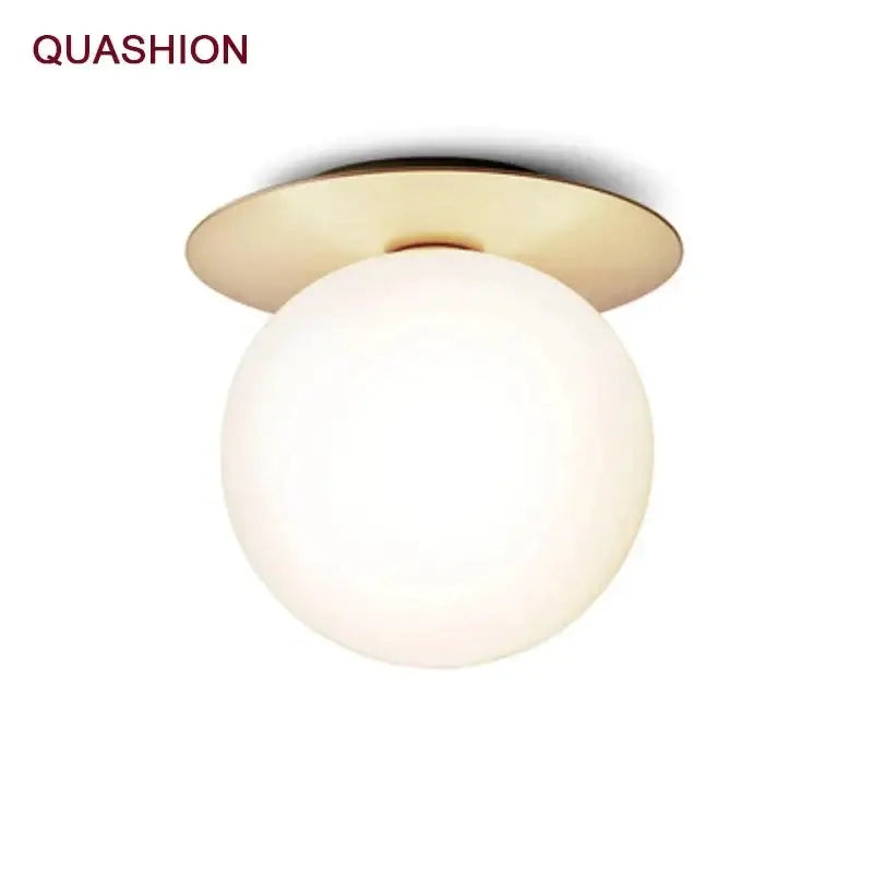 Gold-toned decorbites glass ball ceiling lamp with frosted glass globe for nordic minimalist hallway lighting