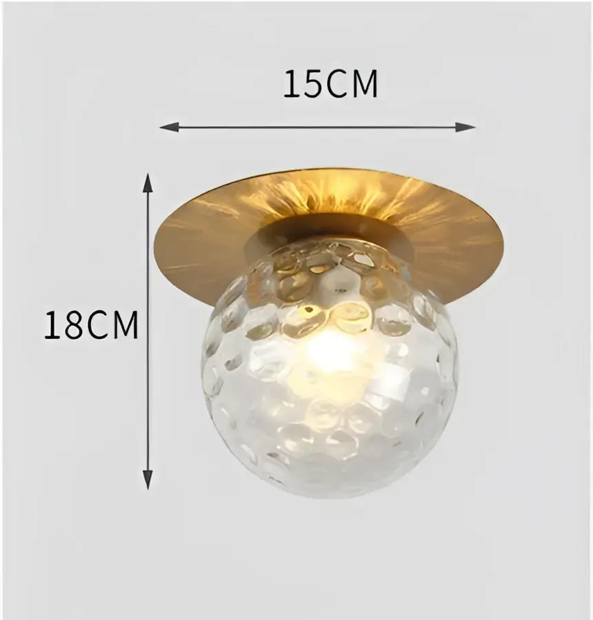Gold-toned decorbites glass ball ceiling light fixture with clear textured glass globe for bedroom hallway stairs