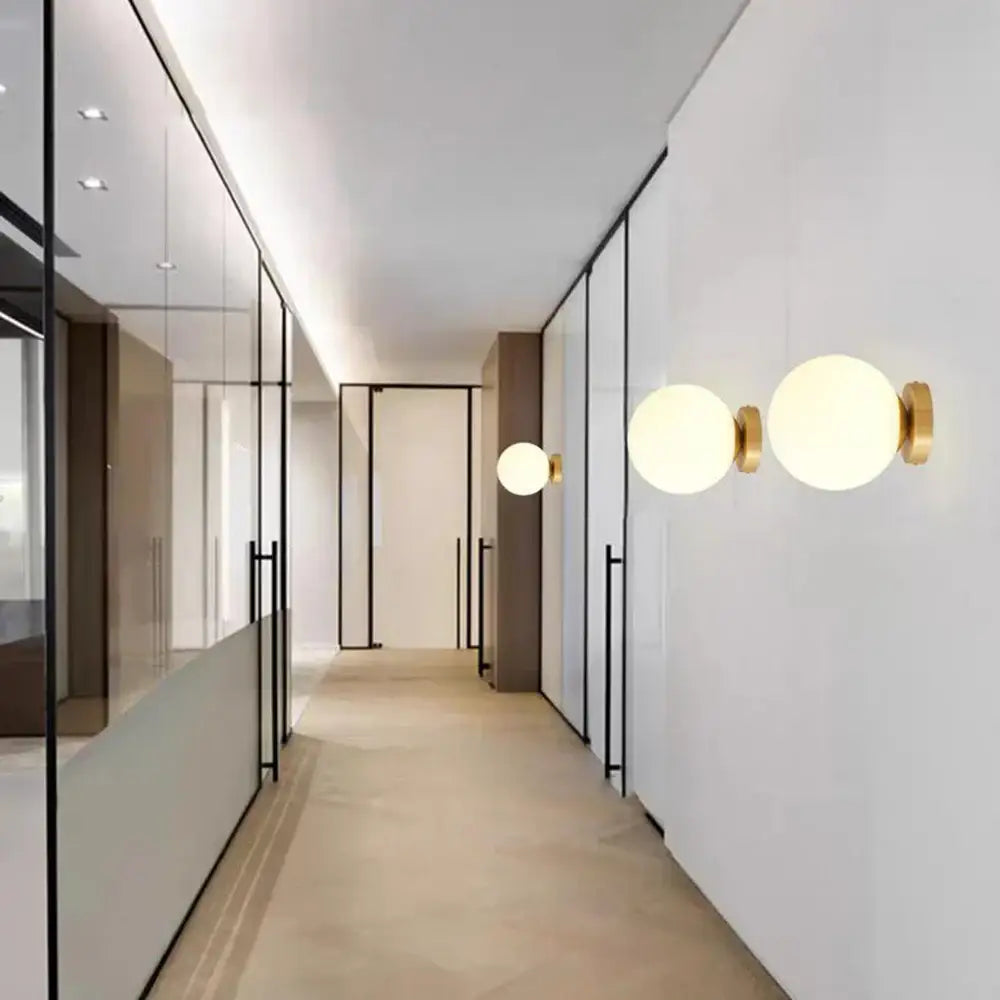 Gold-finished decorbites glass ball ceiling light with frosted glass shades for modern bedroom decor