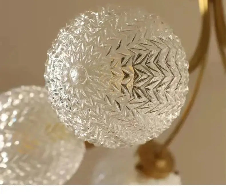 Decorbites glass ball ceiling light with clear intricately cut glass globe and faceted geometric pattern for modern living room