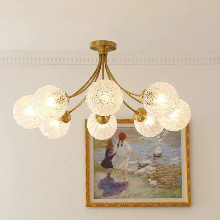 Gold-toned decorbites glass ball ceiling light with frosted glass globe shades for modern living room or bedroom decor