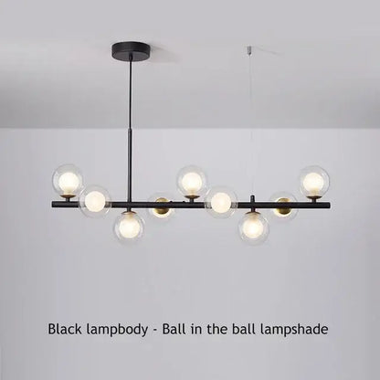 Black modern DecorBites™ glass ball chandelier featuring multiple clear glass globe lampshades for home lighting