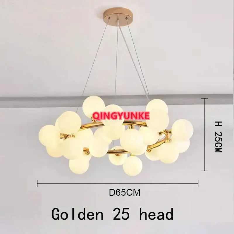 Modern nordic decorbites glass ball chandelier with 25 frosted glass globes for living room and kitchen island lighting
