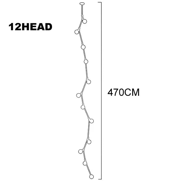 A 470cm long decorbites glass ball chandelier string featuring 12 sleek led lights for villa hotel staircase decor