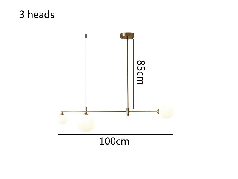 Modern brass-finished decorbites glass ball pendant light fixture with three spherical frosted glass shades for dining room