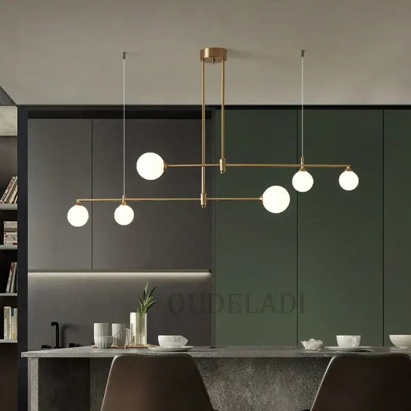 Modern brass pendant light fixture with five white glass bulbs decorbites glass ball chandelier for dining room use