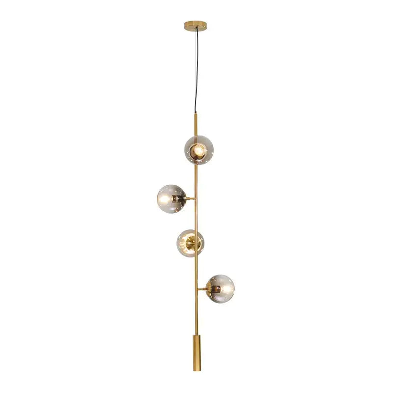 Modern gold-toned decorbites glass ball chandelier LED pendant light with four glass globes for kitchen and loft lighting