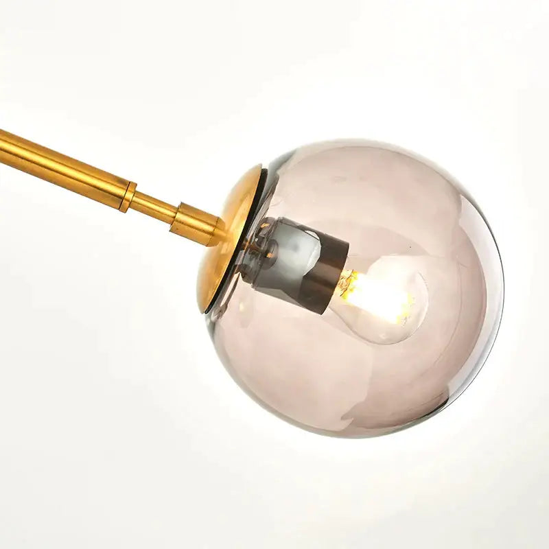 Decorbites glass ball chandelier pendant light with smoked glass globe and brass accents for modern kitchen and bar