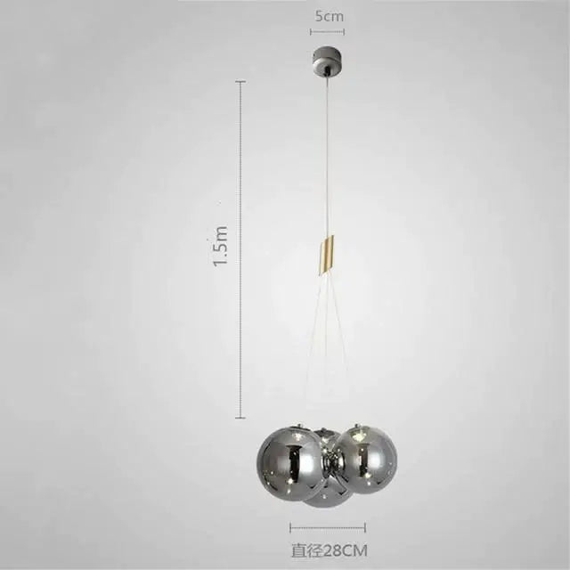Modern chrome-finished spherical decorbites glass ball chandelier with sleek minimalist design for home decor lighting