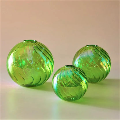 Glass Ball Vases Set for Home Decor - 3pc green - Vase