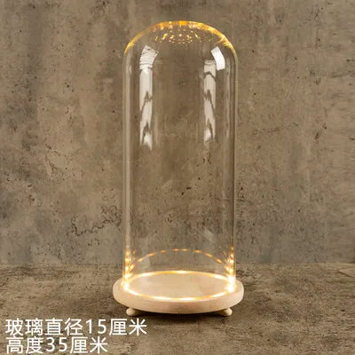 Glass Bell Jar Terrarium with LED Light - 15X35CM - Vase