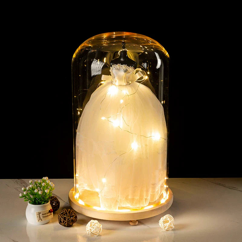Glass Bell Jar Terrarium with LED Light - Vase
