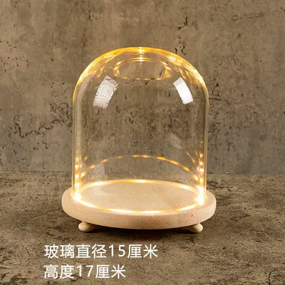 Glass Bell Jar Terrarium with LED Light - 15X17CM - Vase