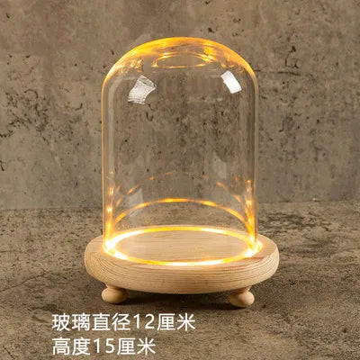 Glass Bell Jar Terrarium with LED Light - 12X15CM - Vase