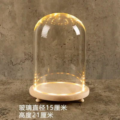 Glass Bell Jar Terrarium with LED Light - 15X21CM - Vase
