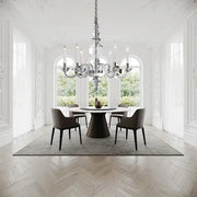 A sleek silver-toned decorbites glass branch led chandelier with multiple arms and candle-like bulbs for living room ceiling