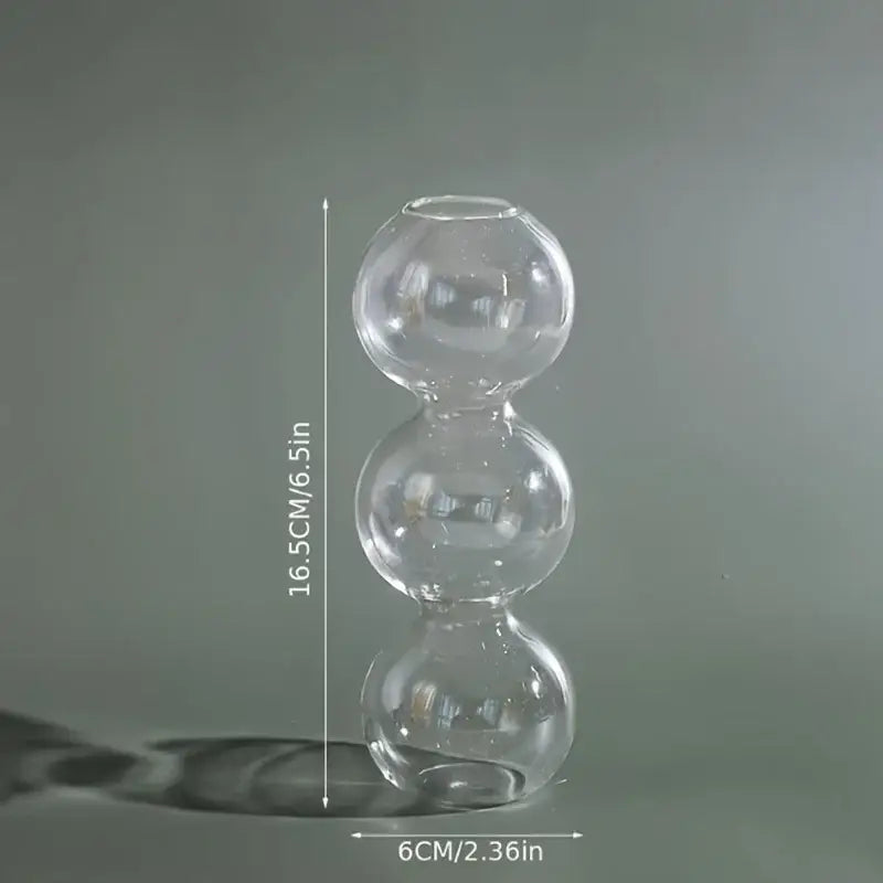 DecorBites™ glass bubble hydroponic vase with three clear stacked spherical sections for wedding and home decor