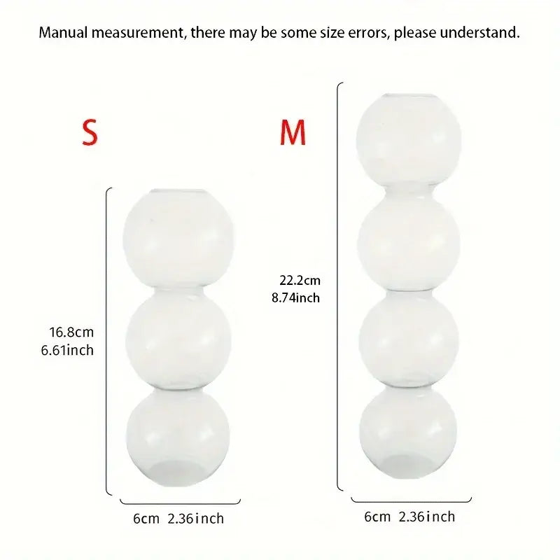 DecorBites™ white glass bubble hydroponic vase with three stacked spheres for wedding and home decor