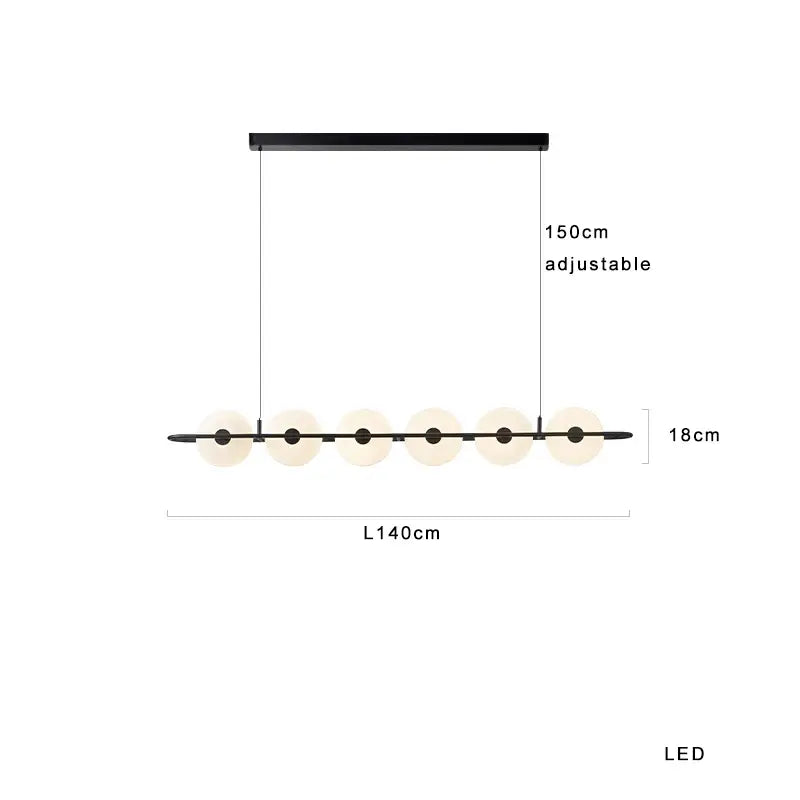 Modern black metal pendant light with seven frosted glass globes from decorbites glass chandelier store exhibition