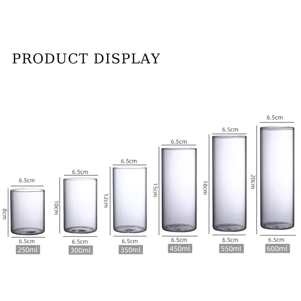 DecorBites™ glass vase planter vase set with clear cylindrical tumblers in varying heights and 6.5cm diameter