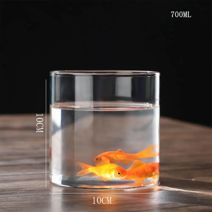Clear glass cylindrical DecorBites™ glass vase with 700ml capacity containing orange goldfish as a planter vase