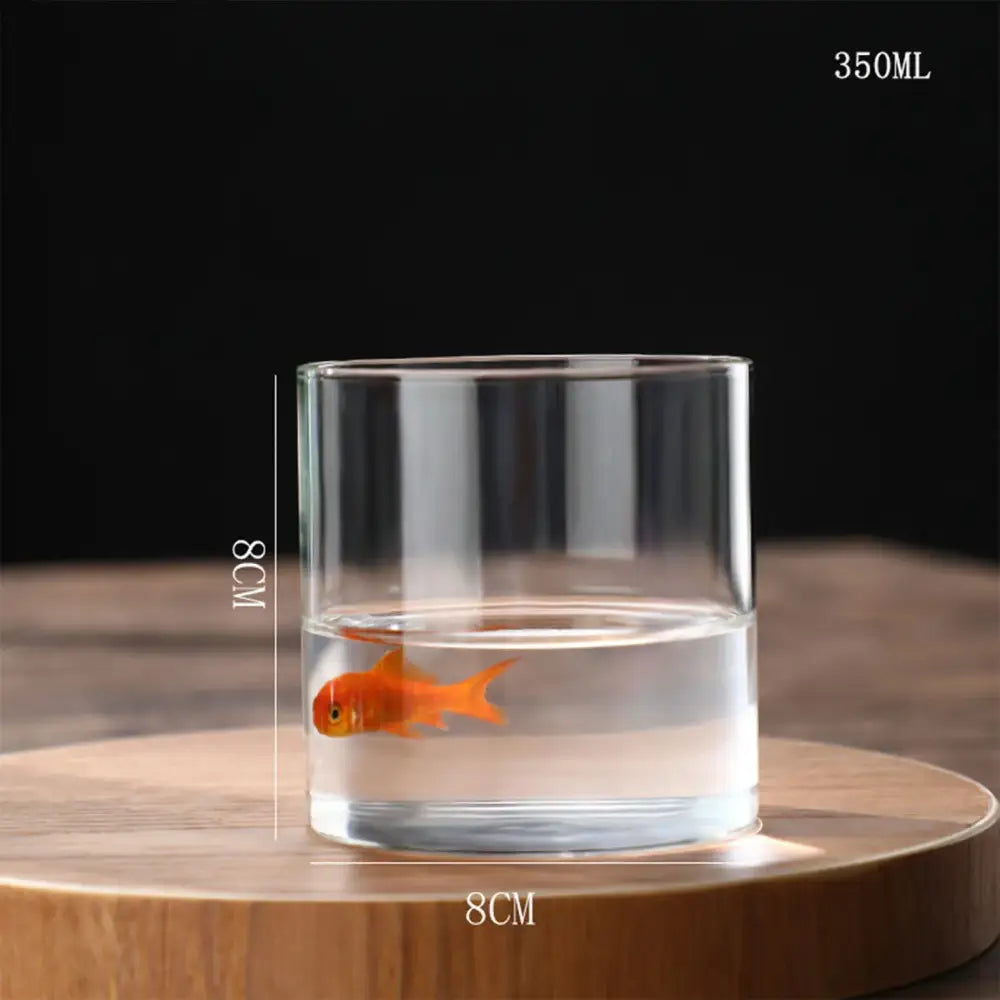 DecorBites™ clear glass vase planter vase with a goldfish inside for hydroponic desktop plant display