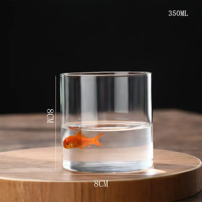 DecorBites™ clear glass vase planter vase with a goldfish inside for hydroponic desktop plant display