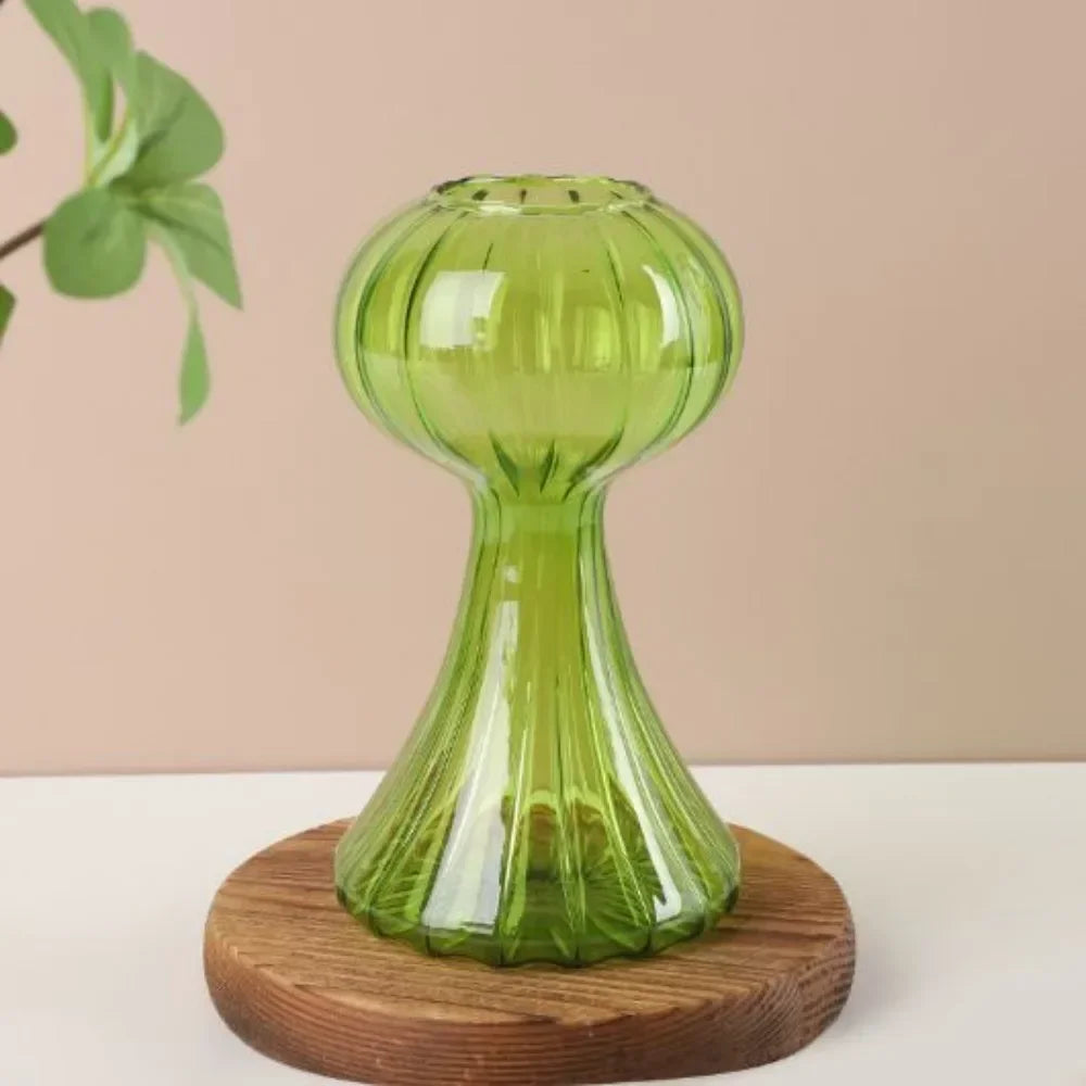 Glass Hydroponic Flower Vase - Home Decor - dark green - Vase