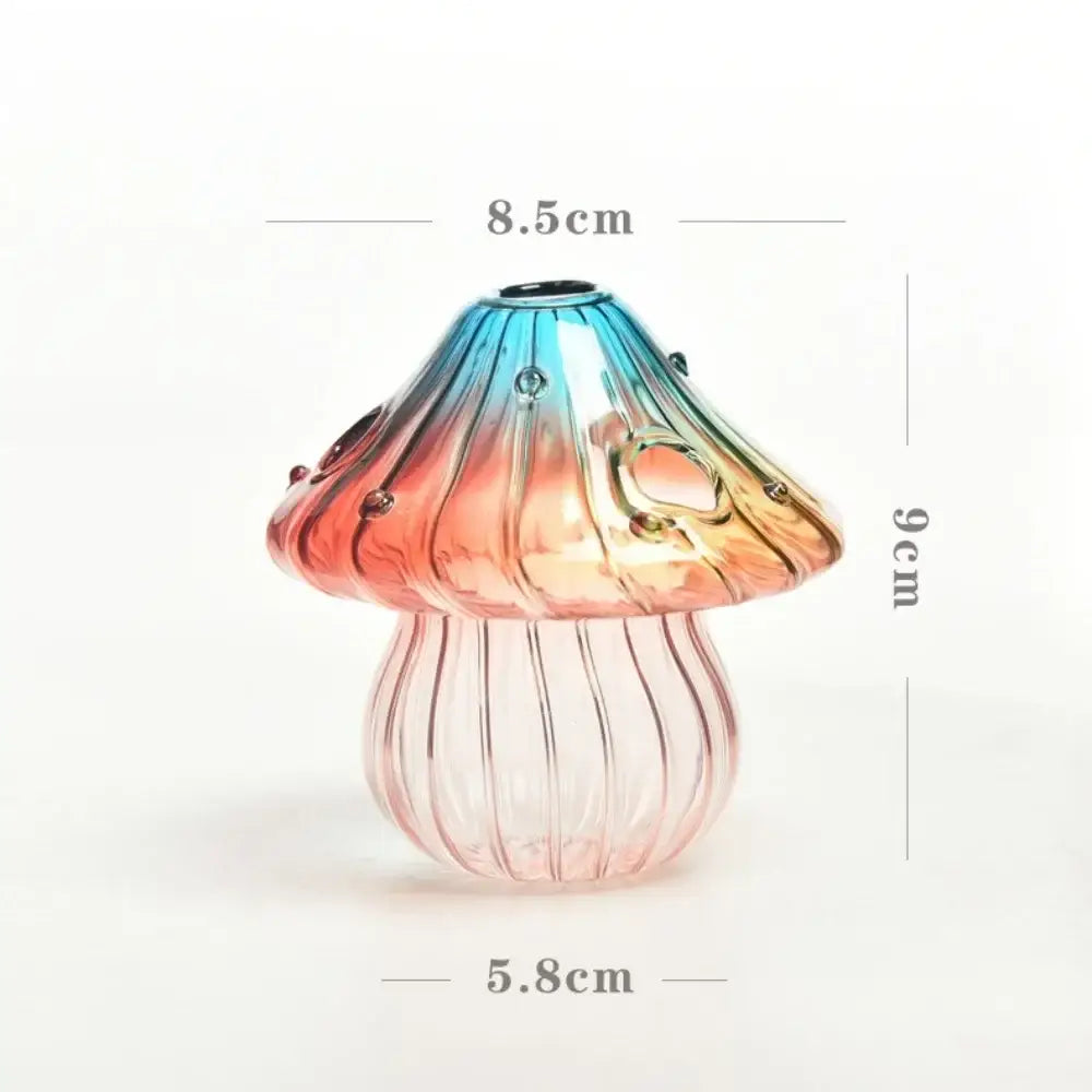 DecorBites glass hydroponic flower vase with colorful gradient glass and translucent pink stem for home decor