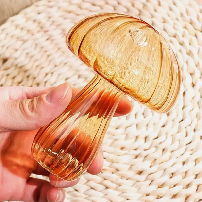 DecorBites™ amber glass vase with ribbed texture and clear detail designed for hydroponic flower home decor
