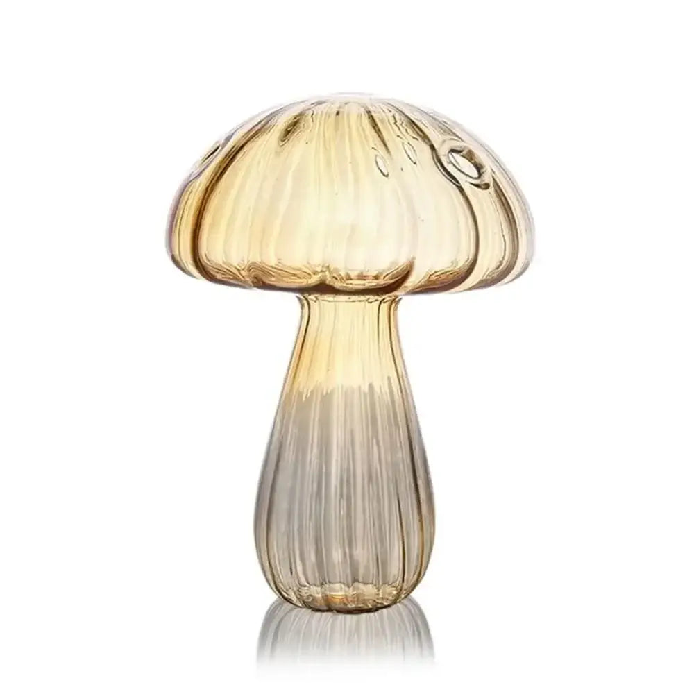 DecorBites™ glass vase in translucent amber with ribbed texture designed for hydroponic flower home decor