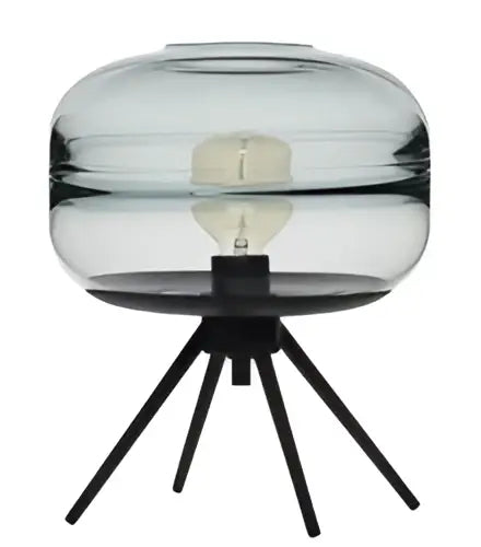Clear glass globe desk lamp with black metal nordic sofa tripod base for postmodern bedroom and living room use
