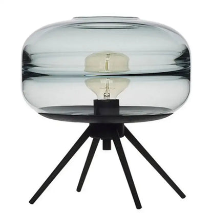Decorbites™ glass and metal nordic sofa desk lamp with translucent dome and black tripod base for postmodern living rooms