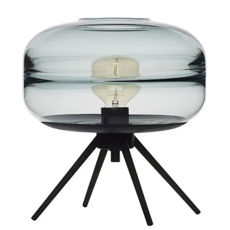 Decorbites™ glass and metal nordic sofa desk lamp with translucent dome and black tripod base for postmodern living rooms