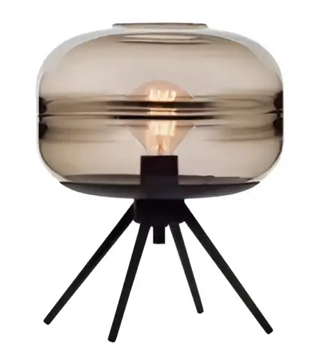 Decorbites™ glass and metal nordic sofa desk lamp with sleek smoked glass and tripod base for bedroom and living room