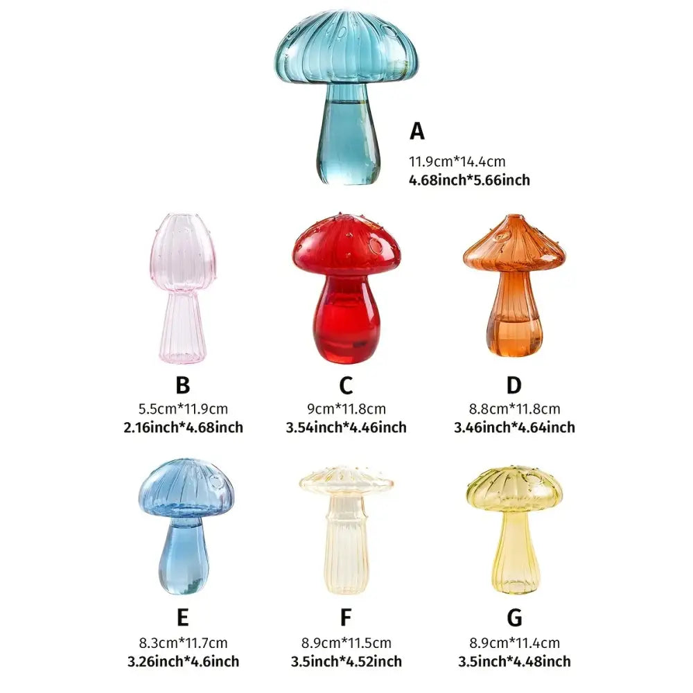 Blue translucent glass mushroom hydroponic planter by DecorBites for home and garden decor and plant growth