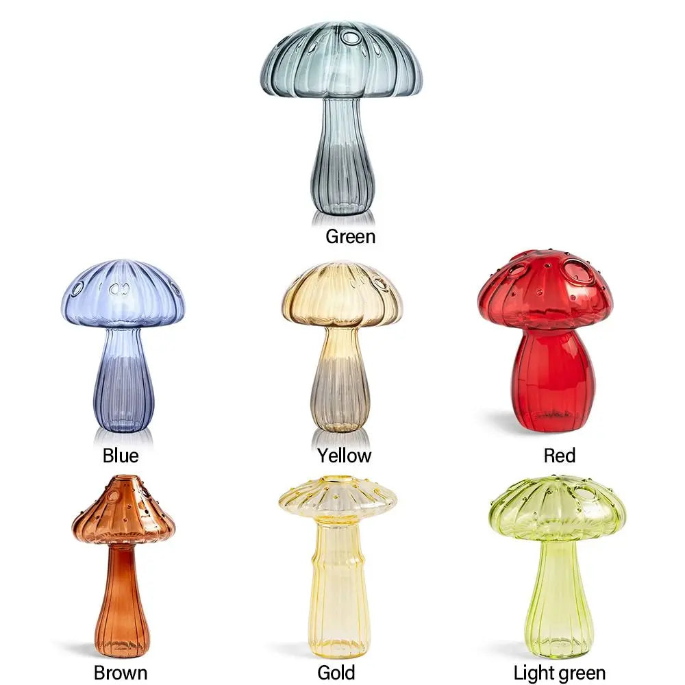 DecorBites™ Glass Mushroom-Shaped Vase for Home Decor