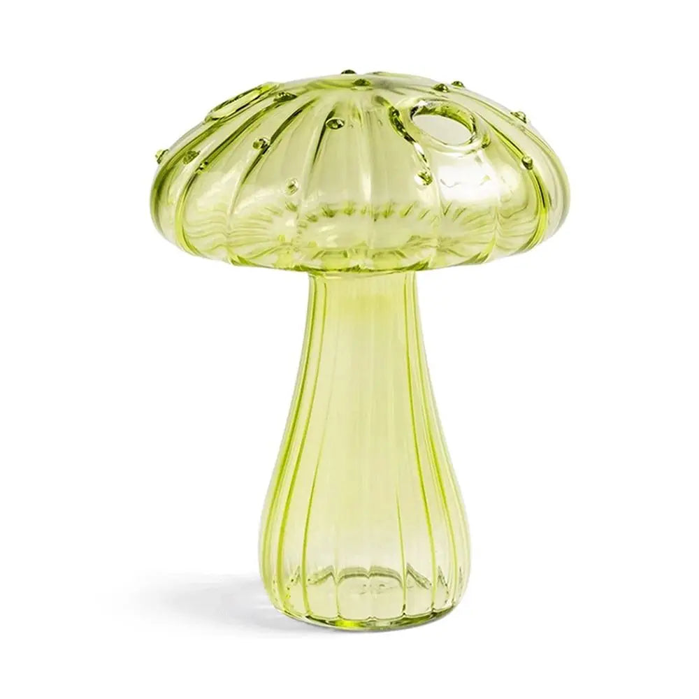 Glass Mushroom-Shaped Vase for Home Decor - light green - Vase